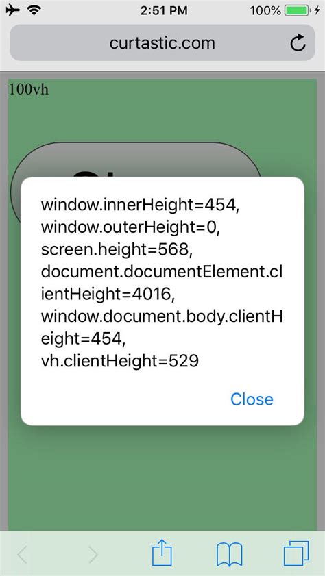 100vh in px On the right, the -webkit-fill-available property is being used rather than viewport units to fix the problem